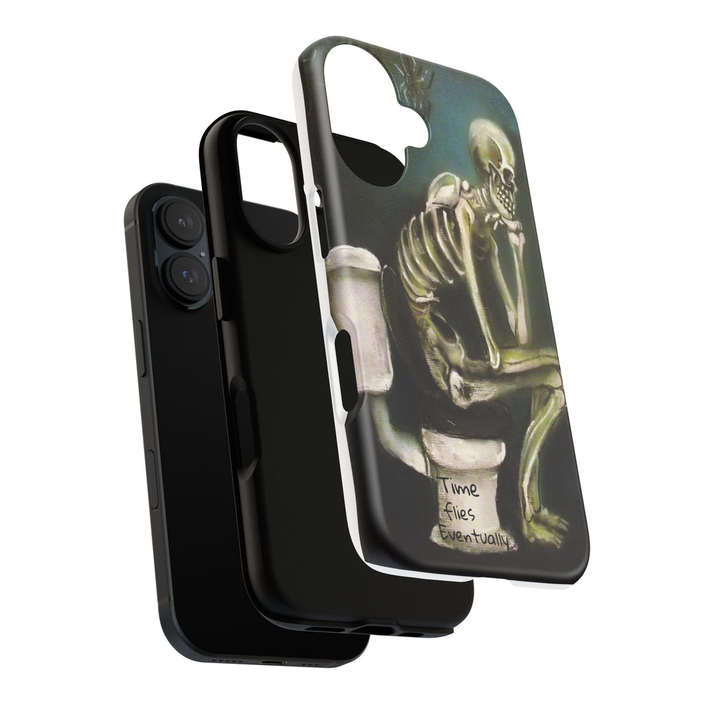 Phone Case — Skeleton on Toilet “Time Flies Eventually” Gothic Humor