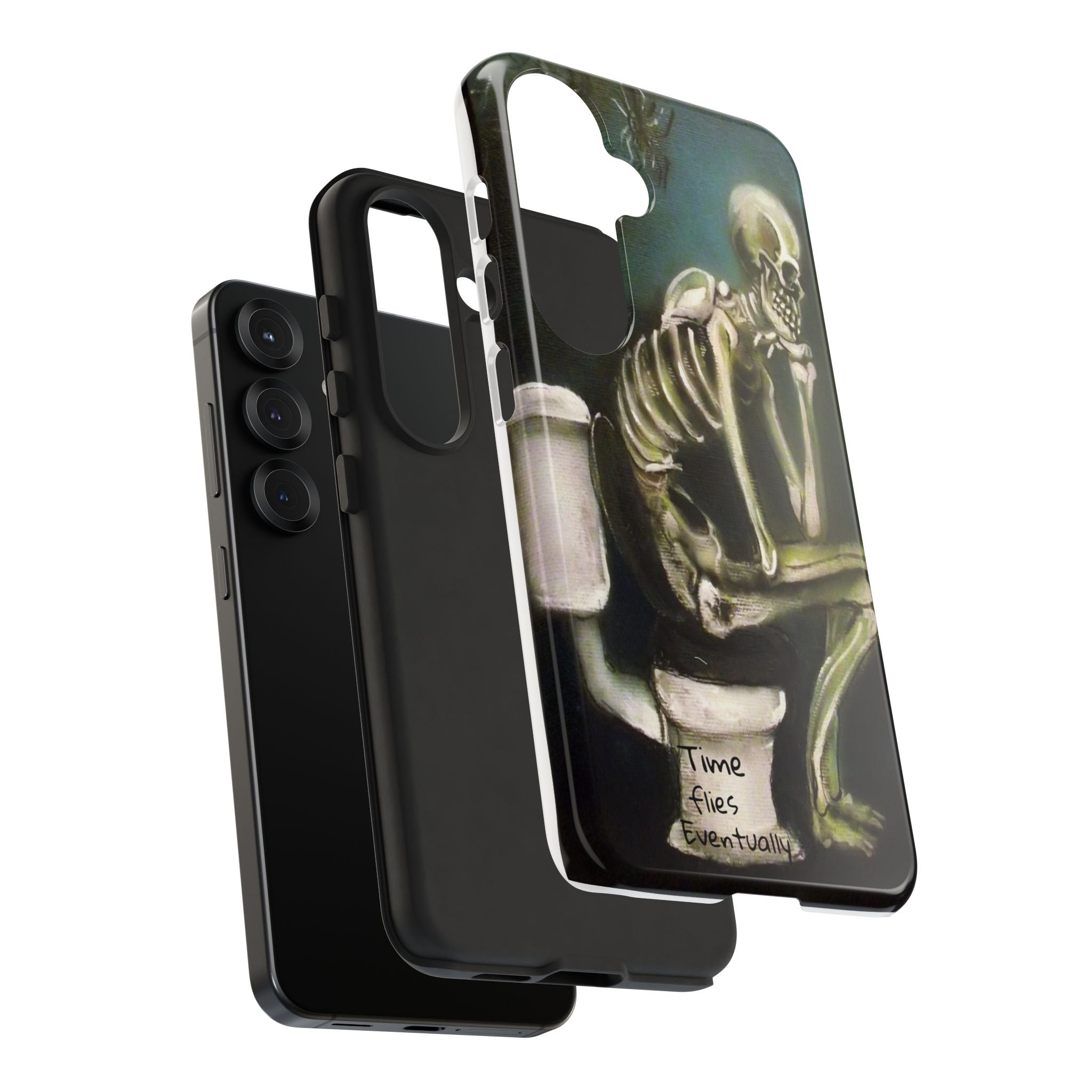 Phone Case — Skeleton on Toilet “Time Flies Eventually” Gothic Humor