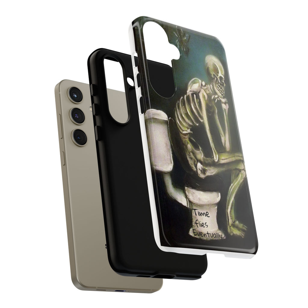 Phone Case — Skeleton on Toilet “Time Flies Eventually” Gothic Humor