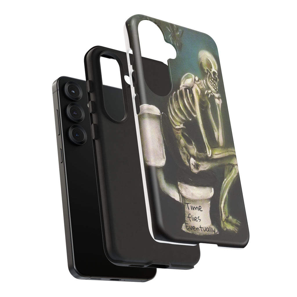 Phone Case — Skeleton on Toilet “Time Flies Eventually” Gothic Humor