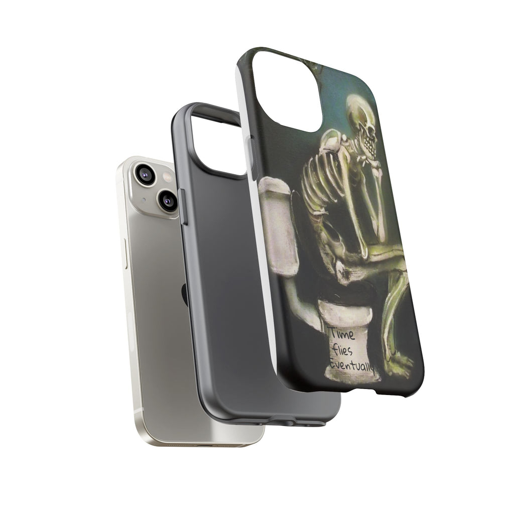Phone Case — Skeleton on Toilet “Time Flies Eventually” Gothic Humor