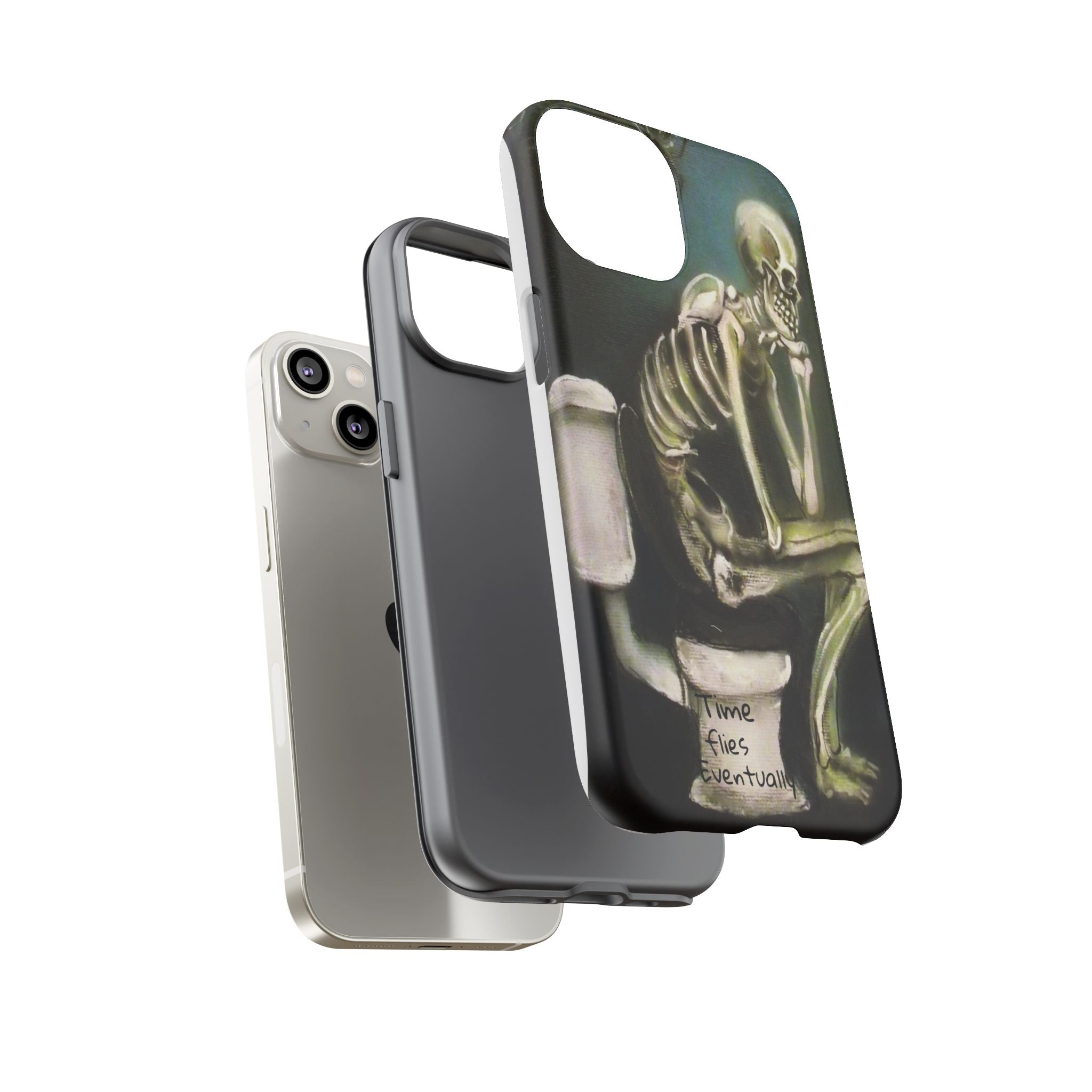 Phone Case — Skeleton on Toilet “Time Flies Eventually” Gothic Humor