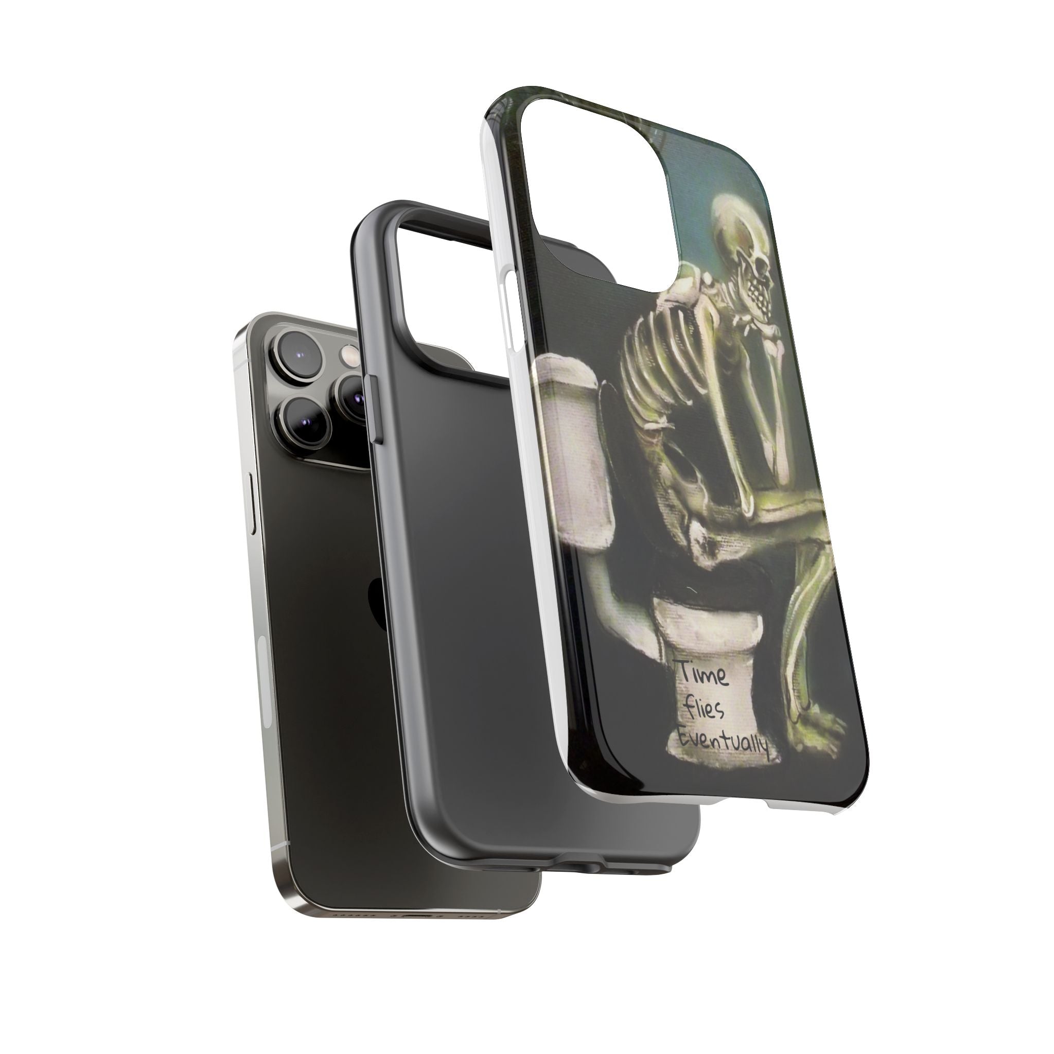 Phone Case — Skeleton on Toilet “Time Flies Eventually” Gothic Humor