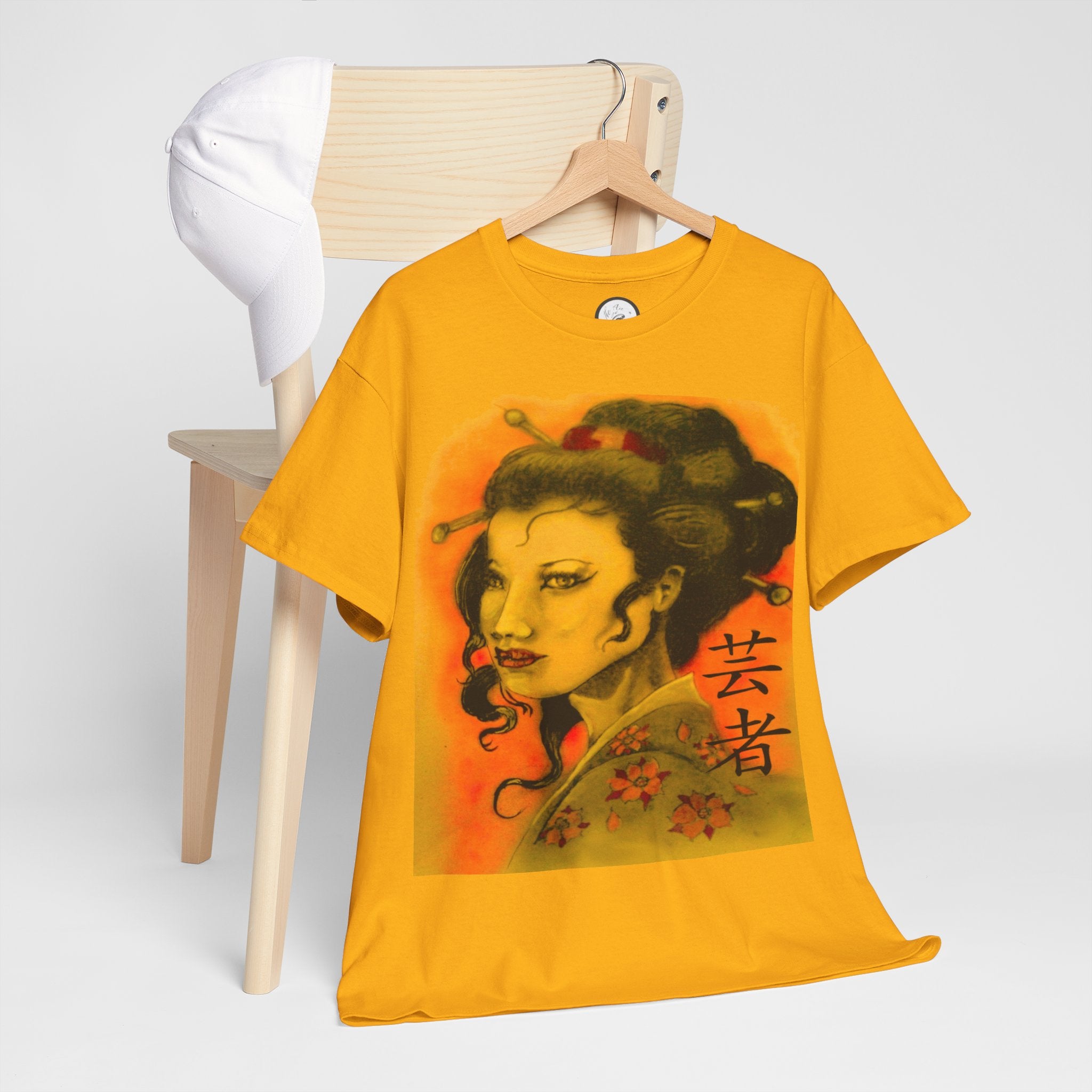 Geisha Portrait T-Shirt — Vintage Japanese Art Tee with Kanji