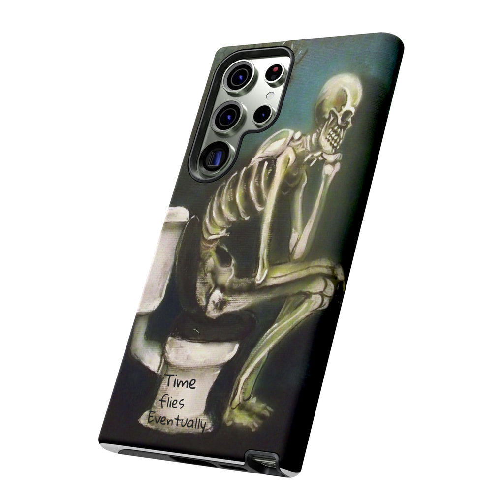Phone Case — Skeleton on Toilet “Time Flies Eventually” Gothic Humor