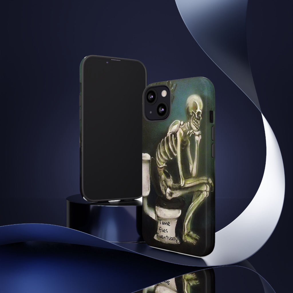Phone Case — Skeleton on Toilet “Time Flies Eventually” Gothic Humor