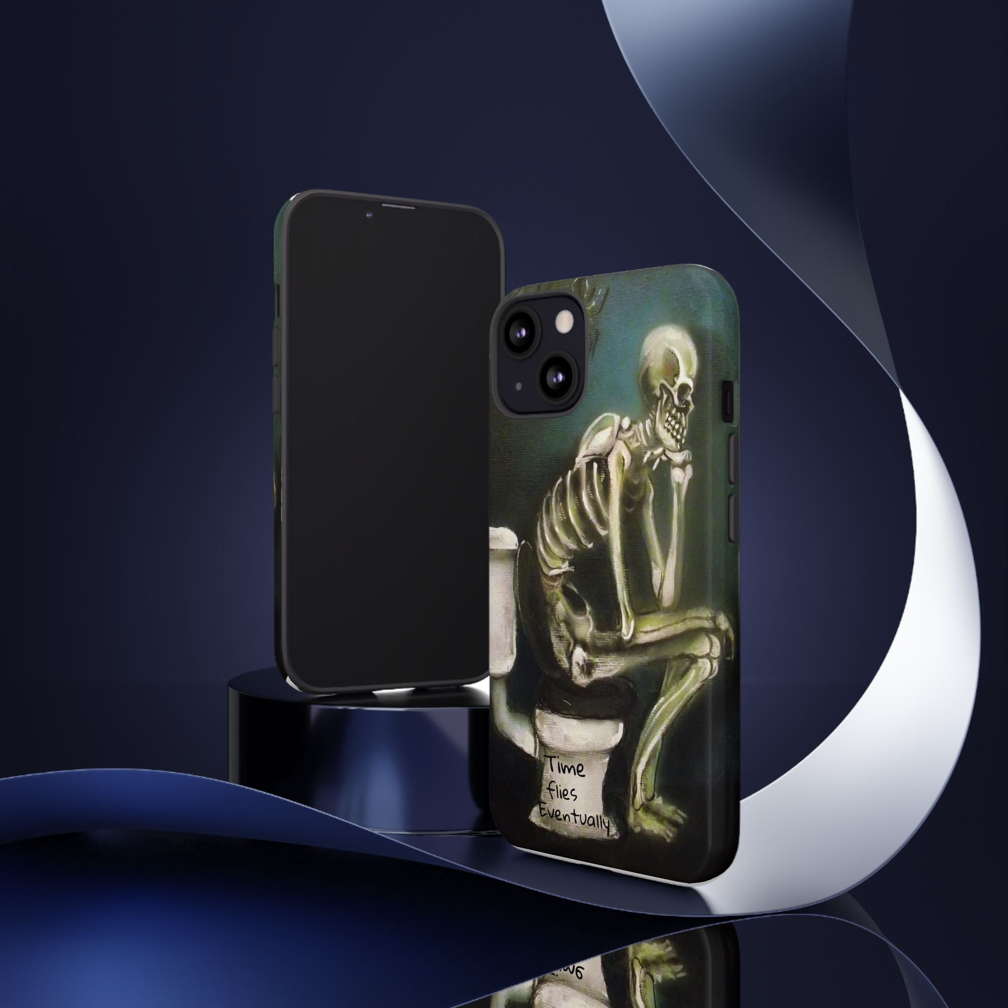 Phone Case — Skeleton on Toilet “Time Flies Eventually” Gothic Humor