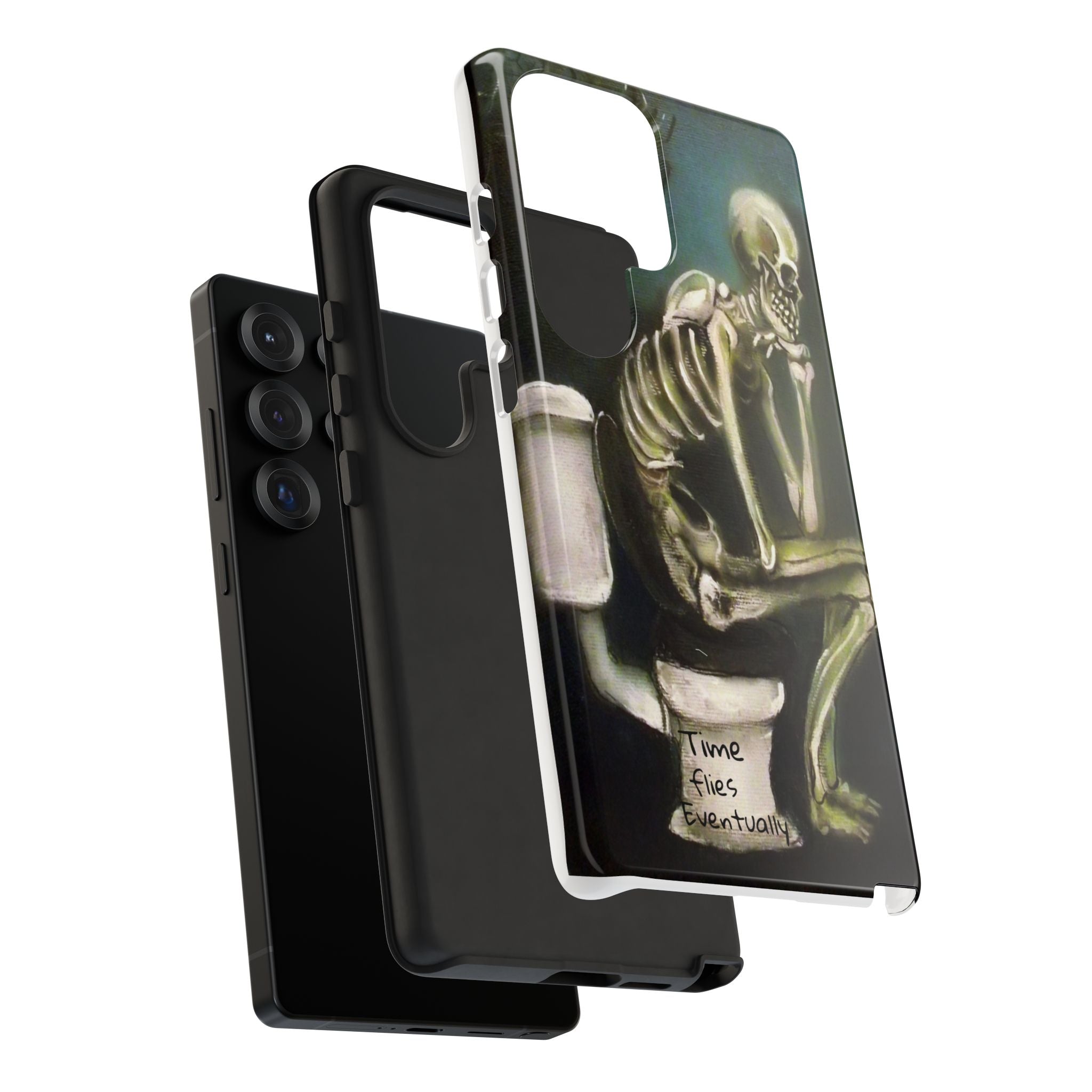 Phone Case — Skeleton on Toilet “Time Flies Eventually” Gothic Humor