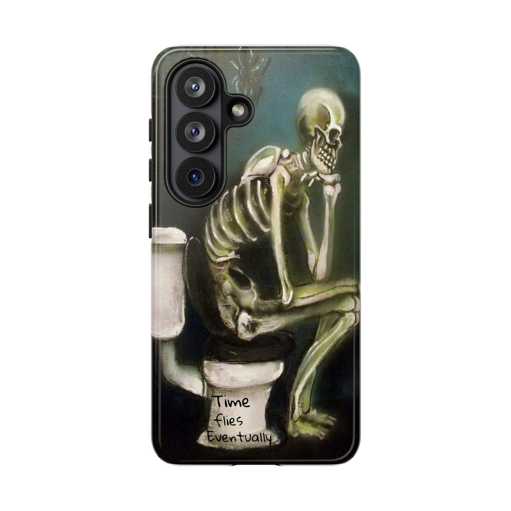 Phone Case — Skeleton on Toilet “Time Flies Eventually” Gothic Humor