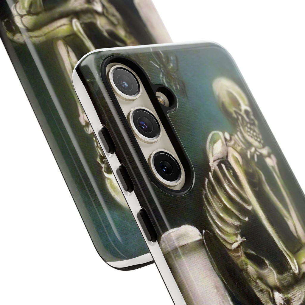 Phone Case — Skeleton on Toilet “Time Flies Eventually” Gothic Humor