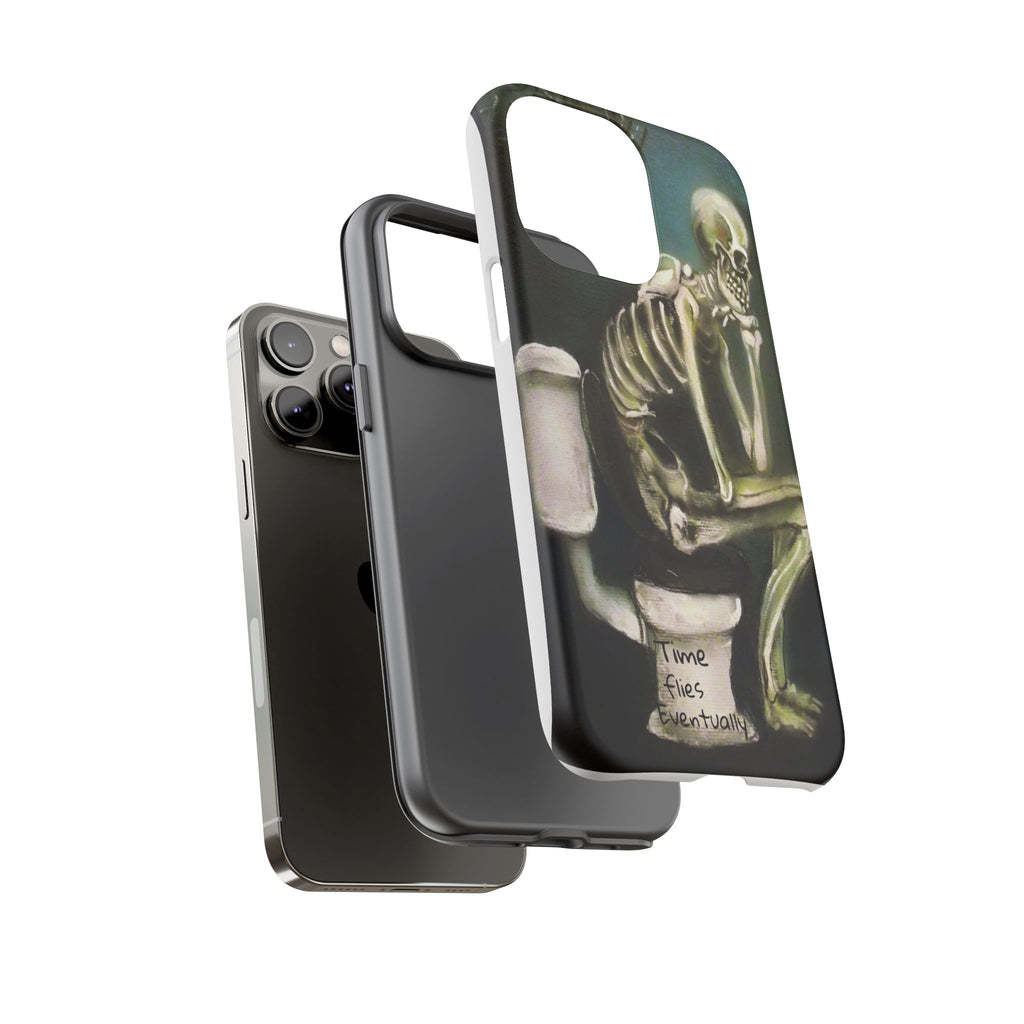 Phone Case — Skeleton on Toilet “Time Flies Eventually” Gothic Humor