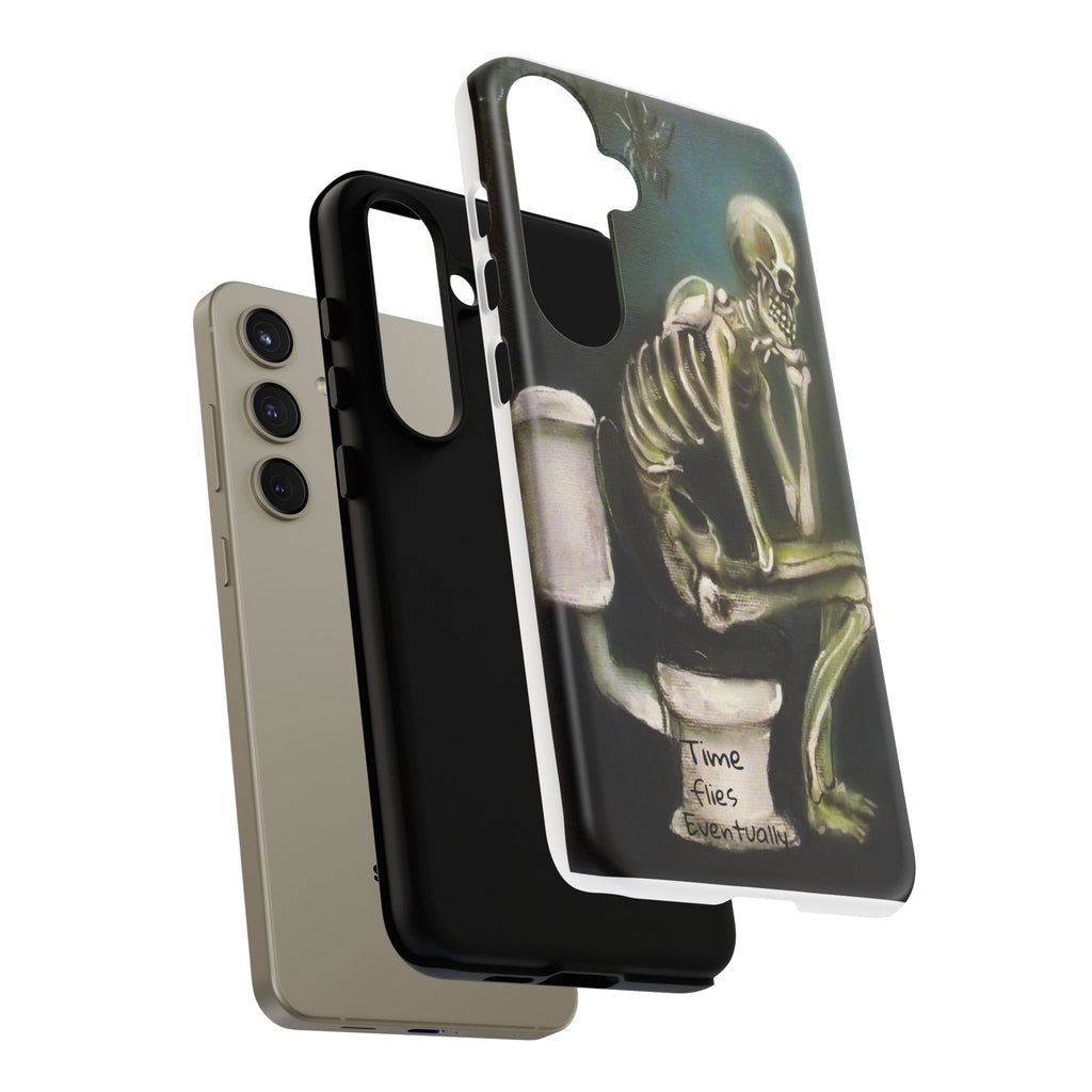 Phone Case — Skeleton on Toilet “Time Flies Eventually” Gothic Humor