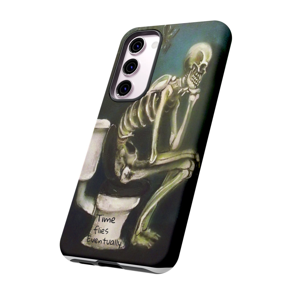 Phone Case — Skeleton on Toilet “Time Flies Eventually” Gothic Humor