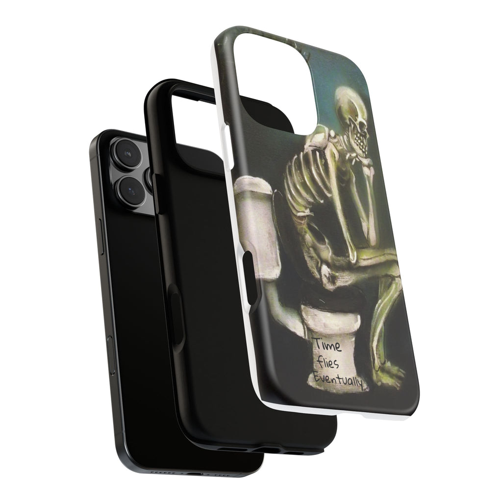 Phone Case — Skeleton on Toilet “Time Flies Eventually” Gothic Humor