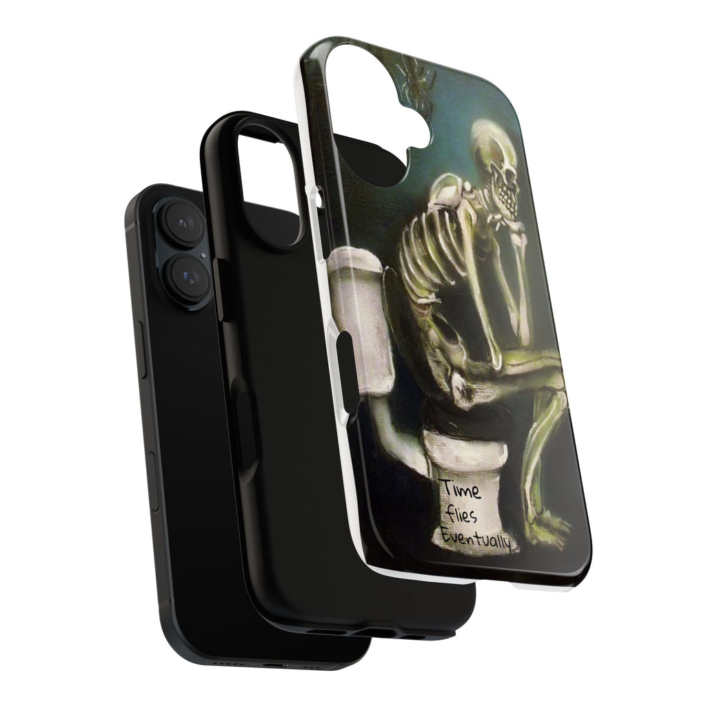 Phone Case — Skeleton on Toilet “Time Flies Eventually” Gothic Humor