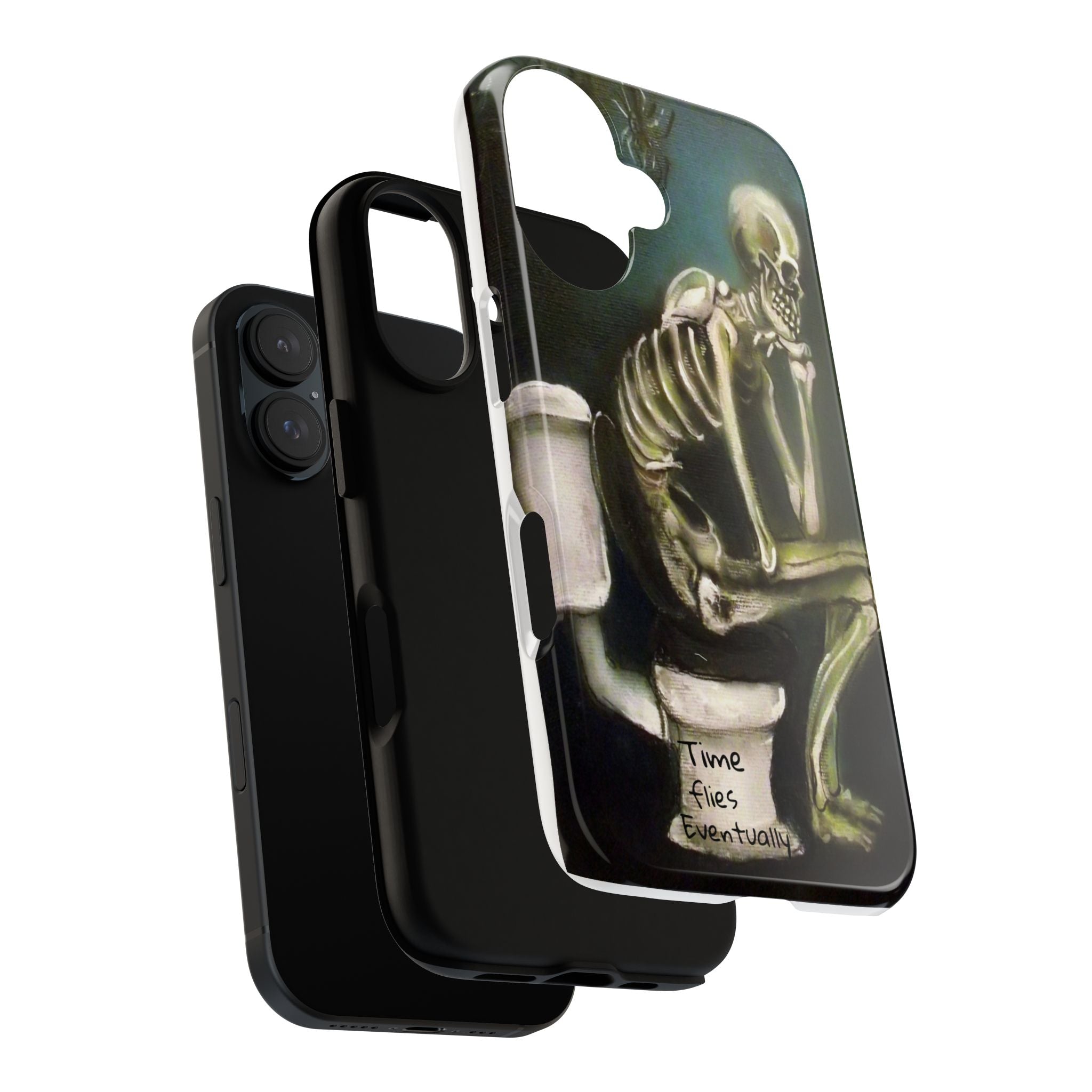 Phone Case — Skeleton on Toilet “Time Flies Eventually” Gothic Humor