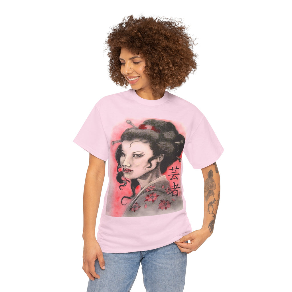 Geisha Portrait T-Shirt — Vintage Japanese Art Tee with Kanji