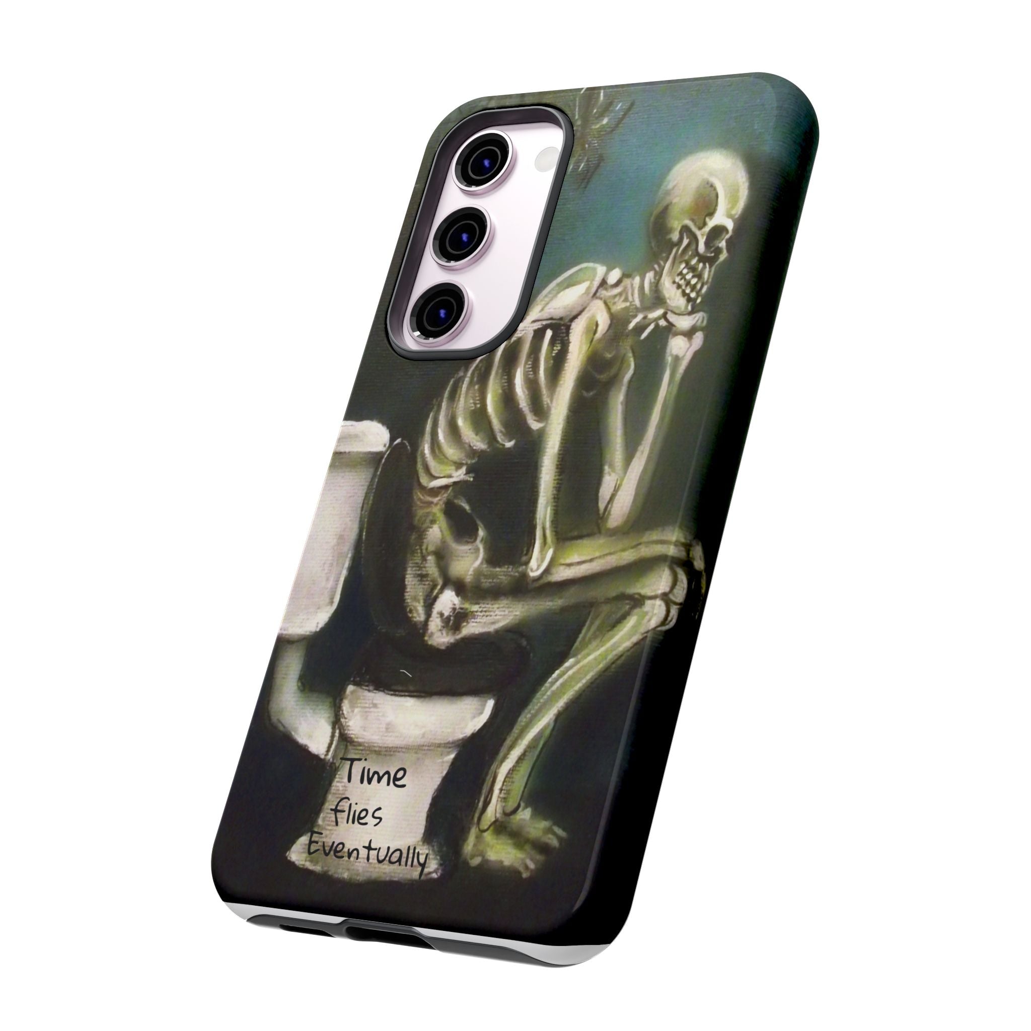 Phone Case — Skeleton on Toilet “Time Flies Eventually” Gothic Humor