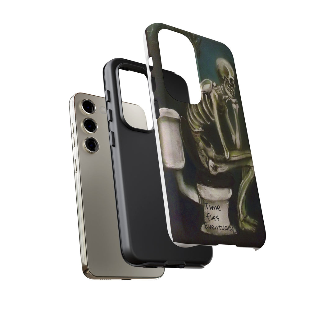 Phone Case — Skeleton on Toilet “Time Flies Eventually” Gothic Humor