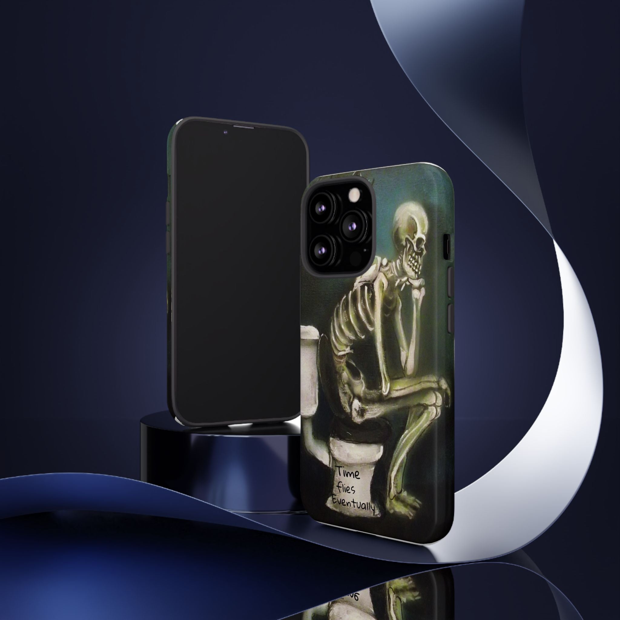 Phone Case — Skeleton on Toilet “Time Flies Eventually” Gothic Humor