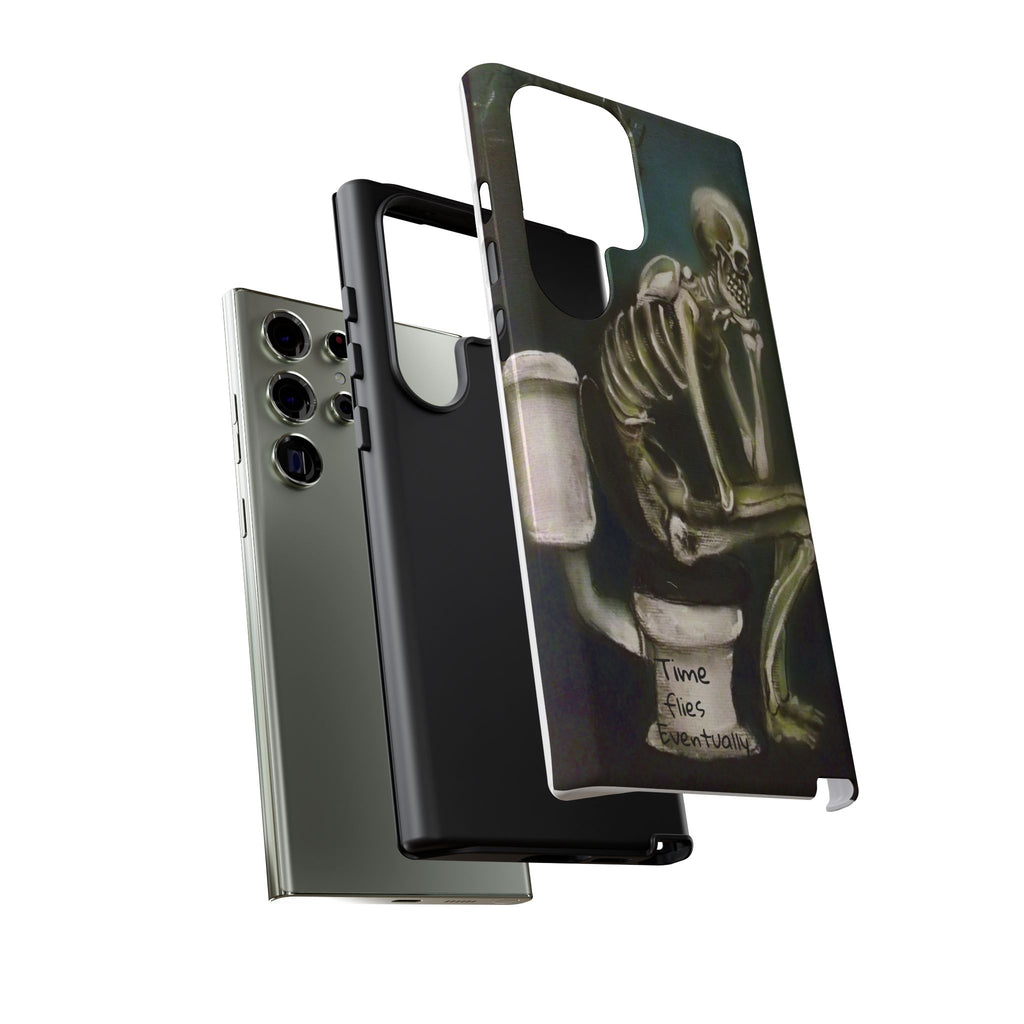 Phone Case — Skeleton on Toilet “Time Flies Eventually” Gothic Humor