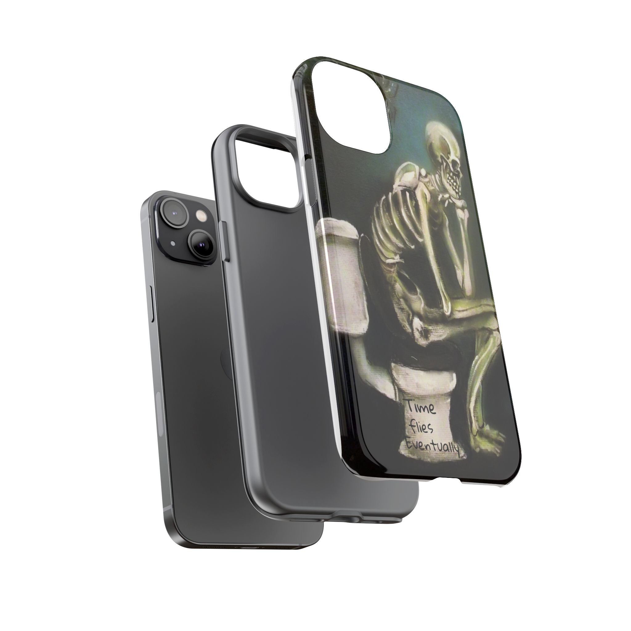 Phone Case — Skeleton on Toilet “Time Flies Eventually” Gothic Humor