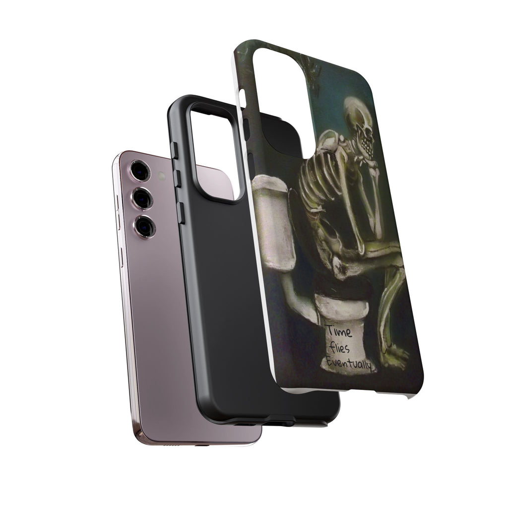 Phone Case — Skeleton on Toilet “Time Flies Eventually” Gothic Humor