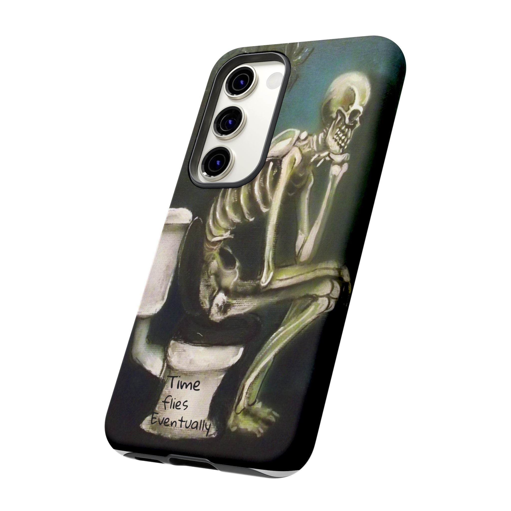 Phone Case — Skeleton on Toilet “Time Flies Eventually” Gothic Humor