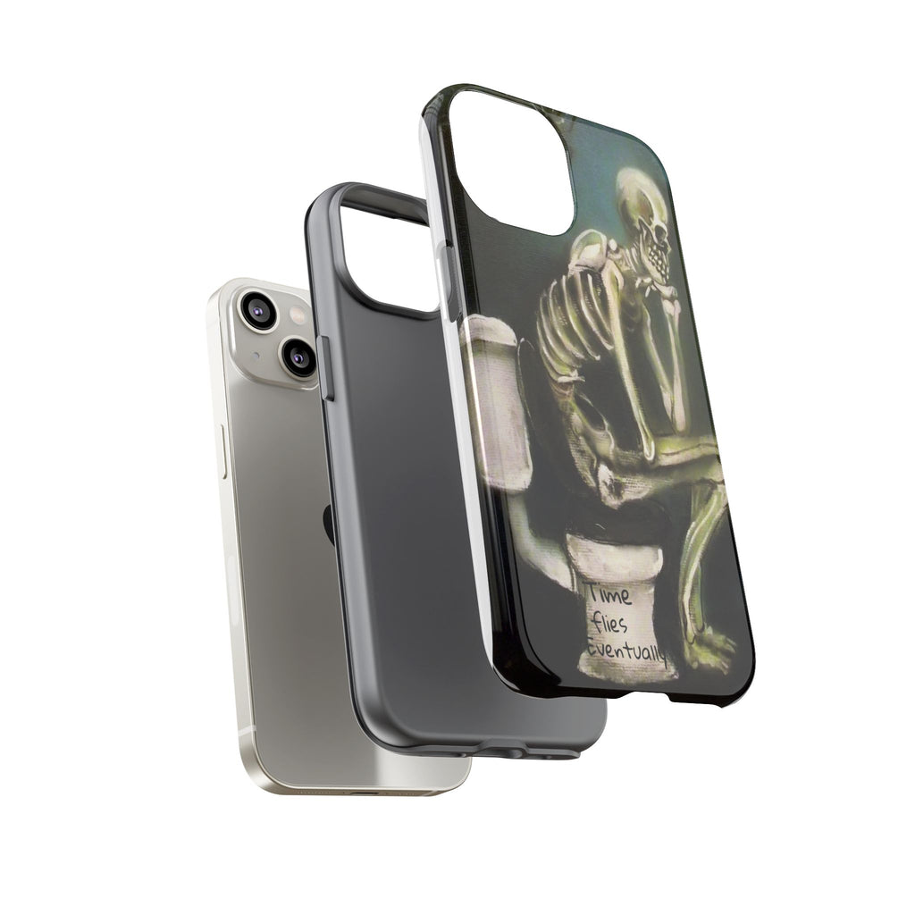 Phone Case — Skeleton on Toilet “Time Flies Eventually” Gothic Humor
