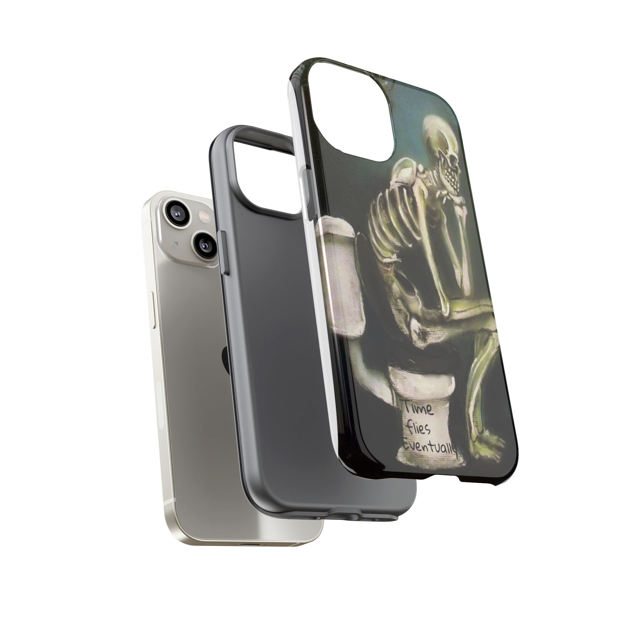 Phone Case — Skeleton on Toilet “Time Flies Eventually” Gothic Humor