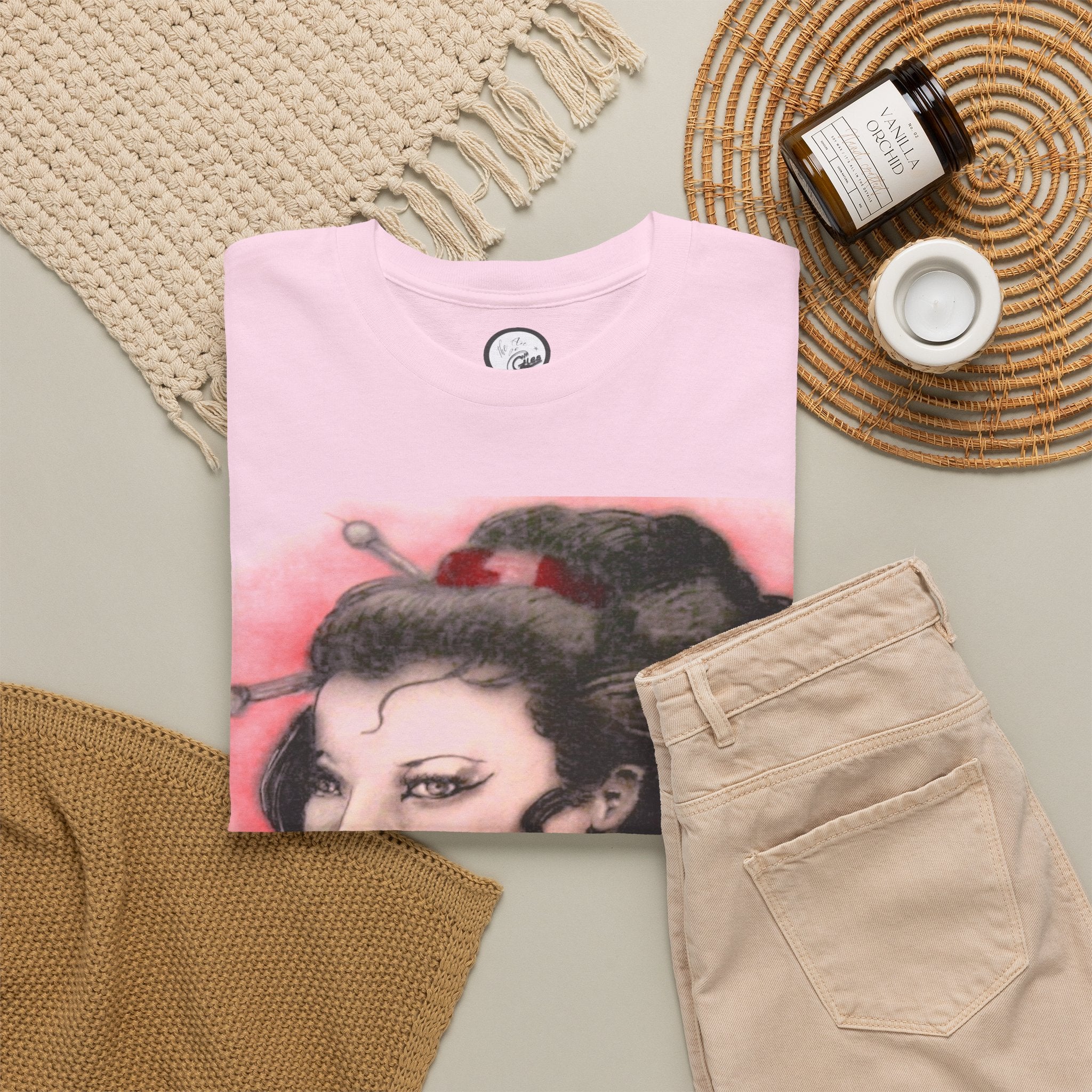 Geisha Portrait T-Shirt — Vintage Japanese Art Tee with Kanji
