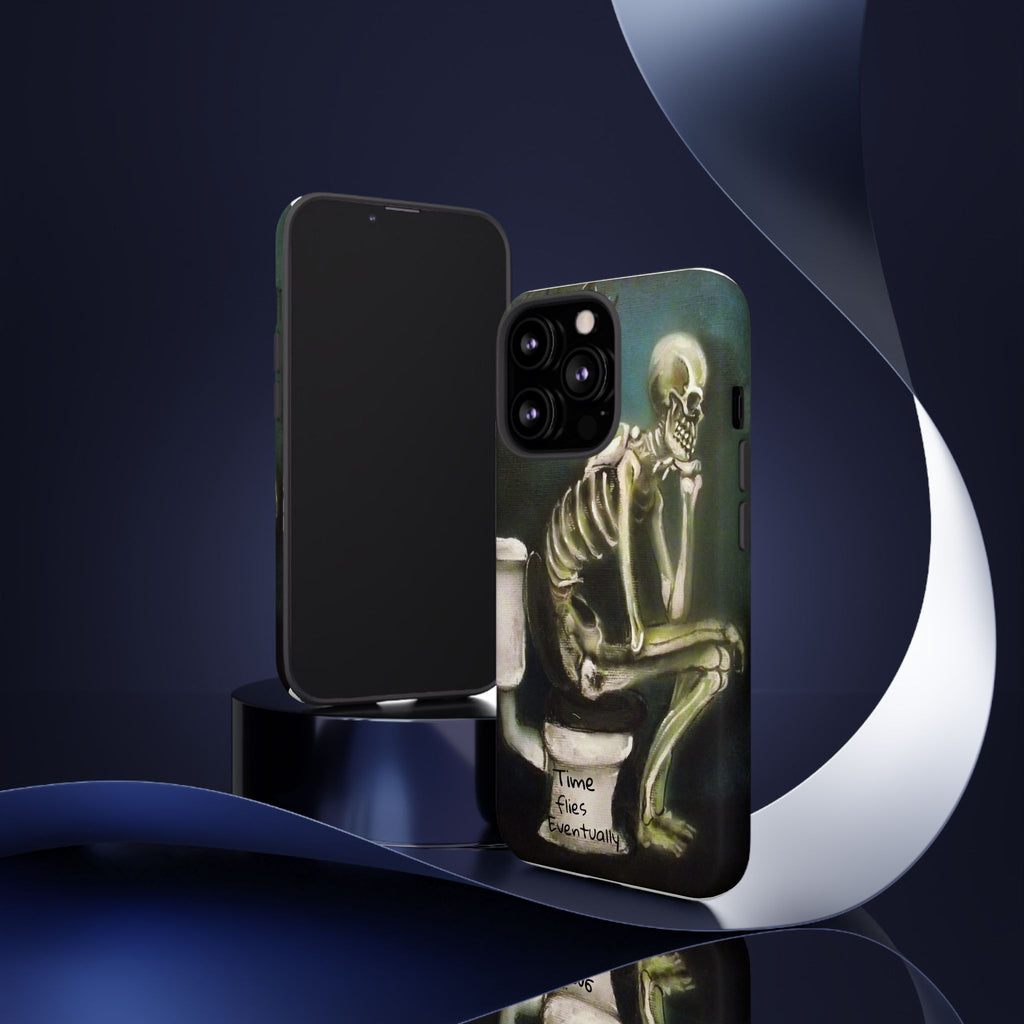 Phone Case — Skeleton on Toilet “Time Flies Eventually” Gothic Humor